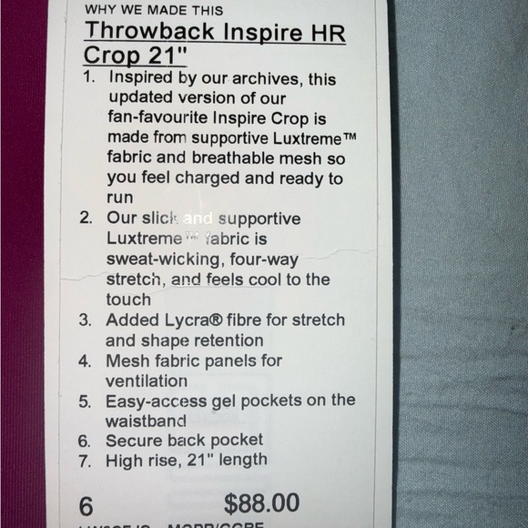 Women's lululemon size 6 athletic leggings NWT Magenta and Black Leggings - Picture 2 of 5